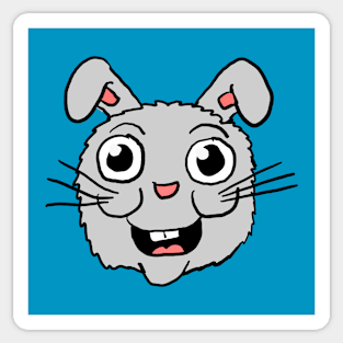 Happy Grey Bunny Head Sticker